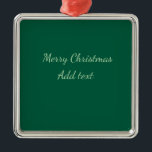 Frohe Weihnachtsgrün schlichte Solo-Hintergrund Ur Ornament Aus Metall<br><div class="desc">Entwurf</div>