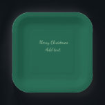 Frohe Weihnachtsgrün schlichte Solo-Hintergrund Ur Pappteller<br><div class="desc">Entwurf</div>