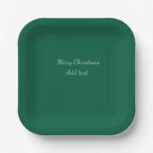 Frohe Weihnachtsgrün schlichte Solo-Hintergrund Ur Pappteller (Vorderseite)