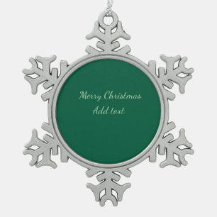 Frohe Weihnachtsgrün schlichte Solo-Hintergrund Ur Schneeflocken Zinn-Ornament