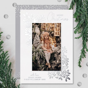 Frohe Weihnachtsgrün Silver Folien Feiertagskarte
