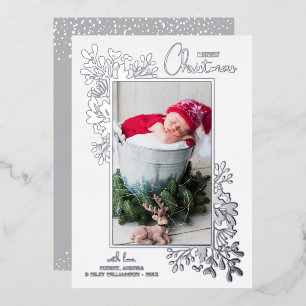 Frohe Weihnachtsgrün Silver Folien Feiertagskarte