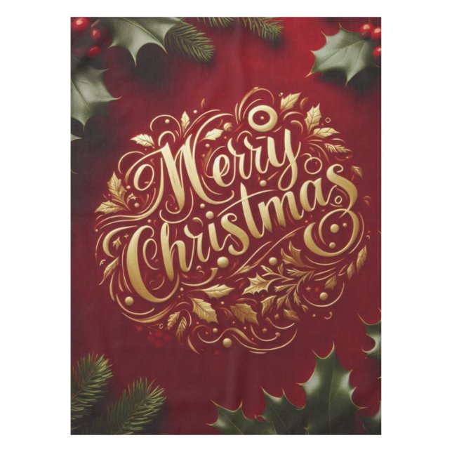 Frohe Weihnachtsgrün Tischdecke (Vorderseite)