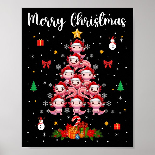 Frohe Weihnachtsgruppe Santa Axolotls als Weihnach Poster (Vorne)