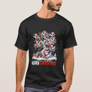 Frohe Weihnachtsgruppe Santa Chickens auf Baumfarb T-Shirt