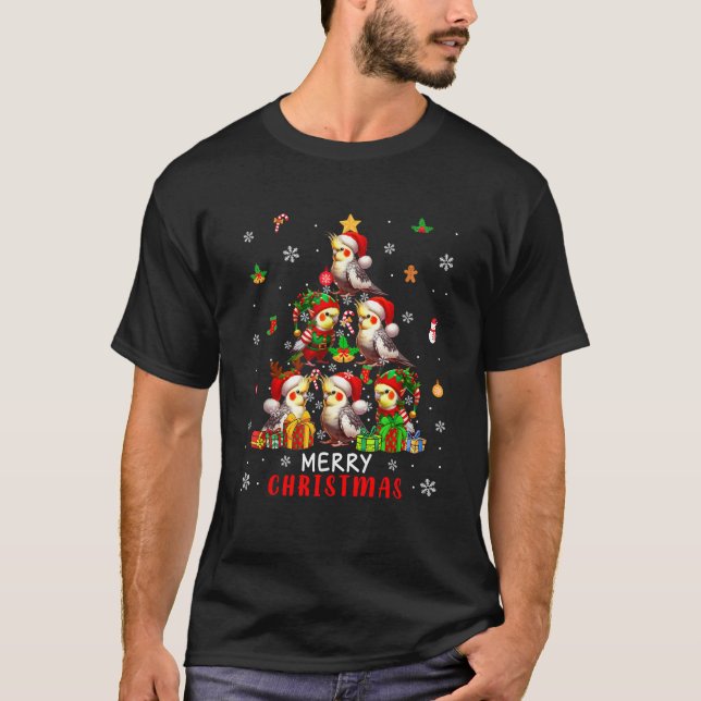 Frohe Weihnachtsgruppe Santa Elf Cockatiels As Xma T-Shirt (Vorderseite)