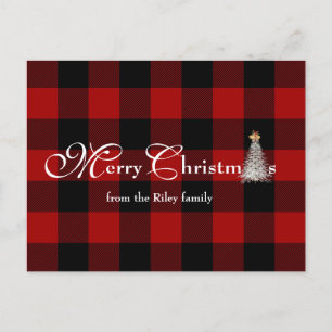 Frohe Weihnachtsgrüße auf Büffelkariert Feiertagspostkarte