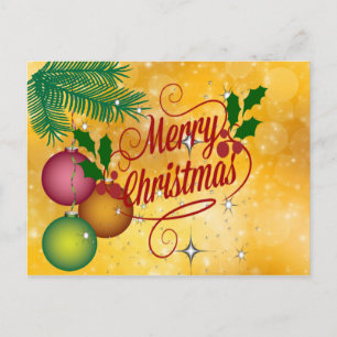 Frohe Weihnachtsgrüße auf dem goldenen Sternenhimm Postkarte