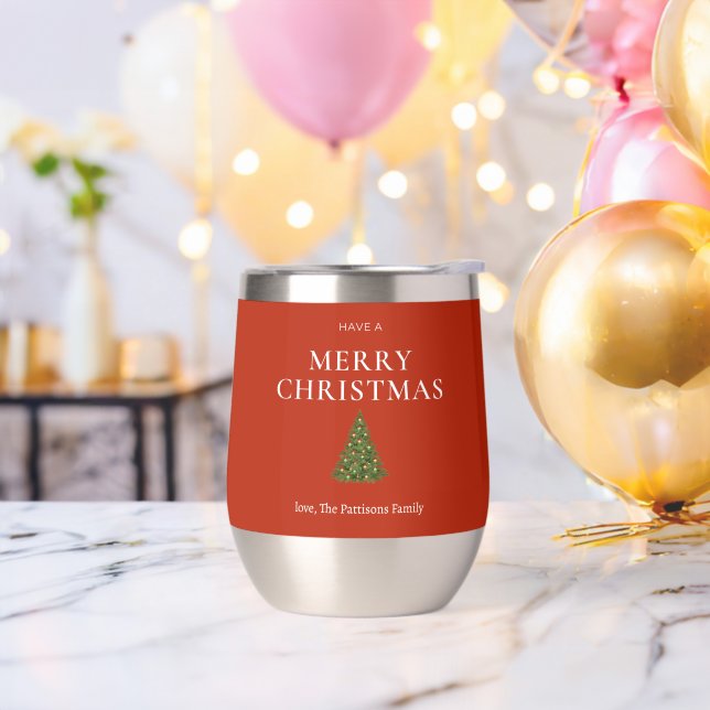 Frohe Weihnachtsgrüße mit Baum auf roten Sitten (Junggesellenabschied)