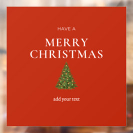 Frohe Weihnachtsgrüße mit Baum auf roten Sitten Fensteraufkleber