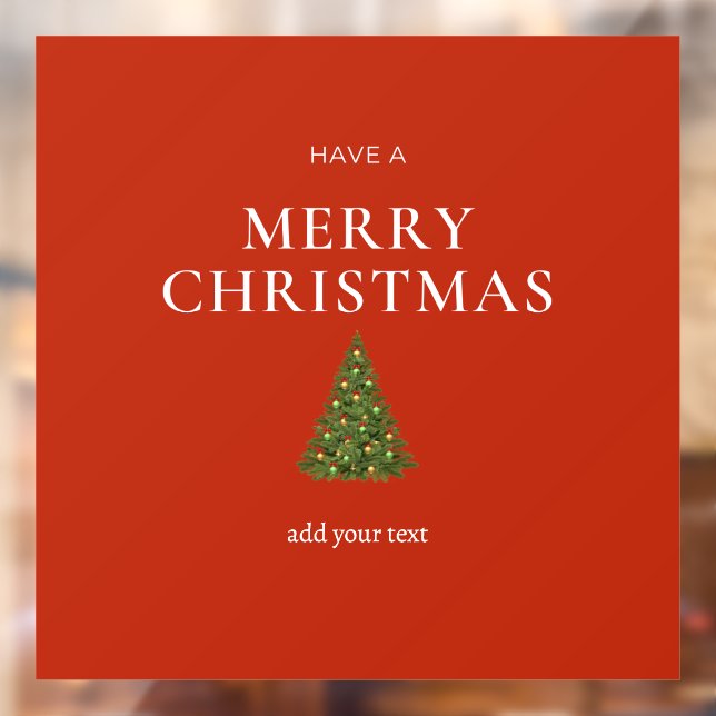 Frohe Weihnachtsgrüße mit Baum auf roten Sitten Fensteraufkleber (Blatt 2)