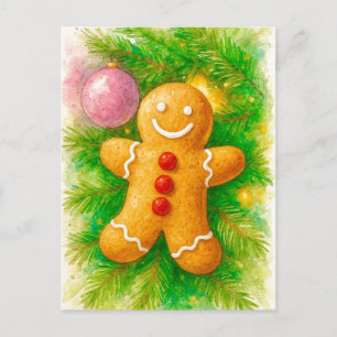 Frohe Weihnachtsgrüße mit Ingwerbrot-Weihnachtskar Feiertagspostkarte