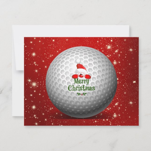 Frohe Weihnachtsgrüße vom Golfing Santa Feiertagskarte (Vorderseite)
