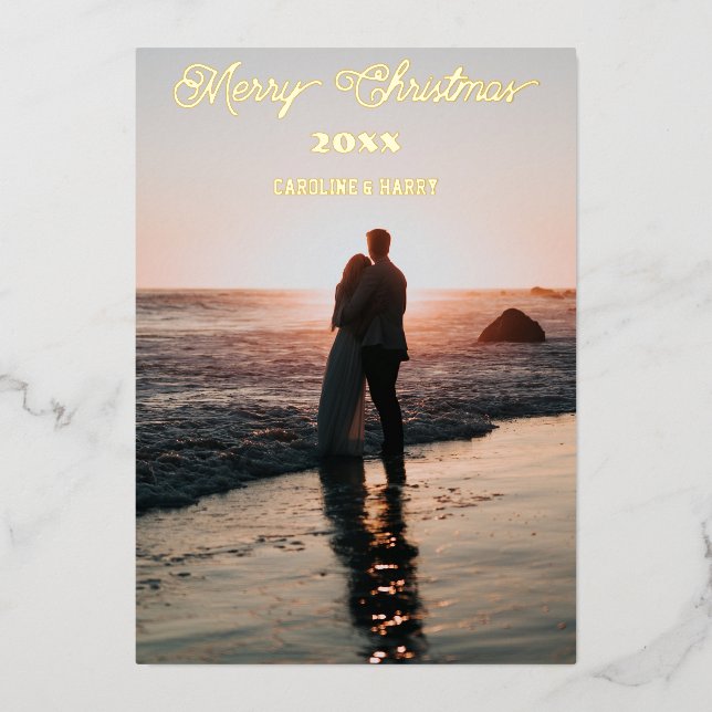 Frohe Weihnachtsgrüße von Happy Couple Folieneinladung (Vorderseite)