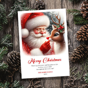 Frohe Weihnachtsgrüße von strahlendem Weihnachtsma Feiertagskarte
