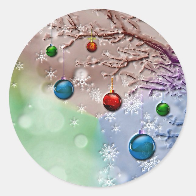 Frohe Weihnachtsgrüße Winterlandschaft Runder Aufkleber (Vorderseite)