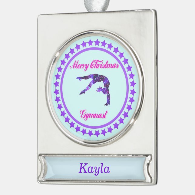 Frohe Weihnachtsgymnast Custom Banner Ornament (Links)