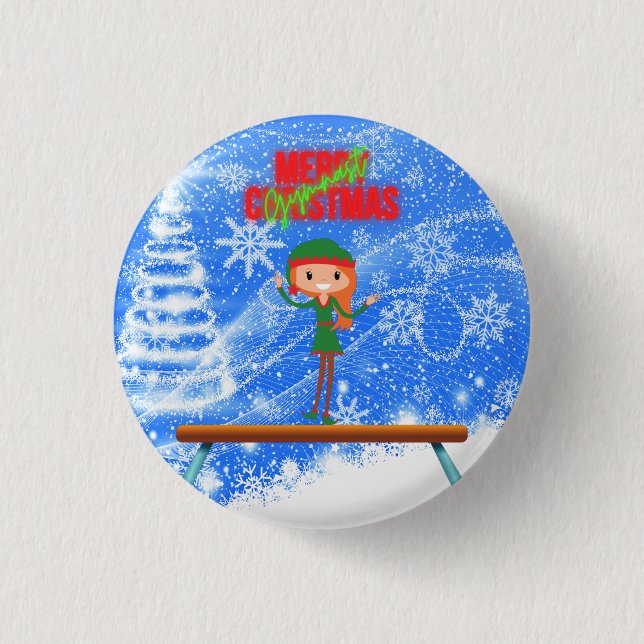 Frohe Weihnachtsgymnast Elf Button (Vorderseite)