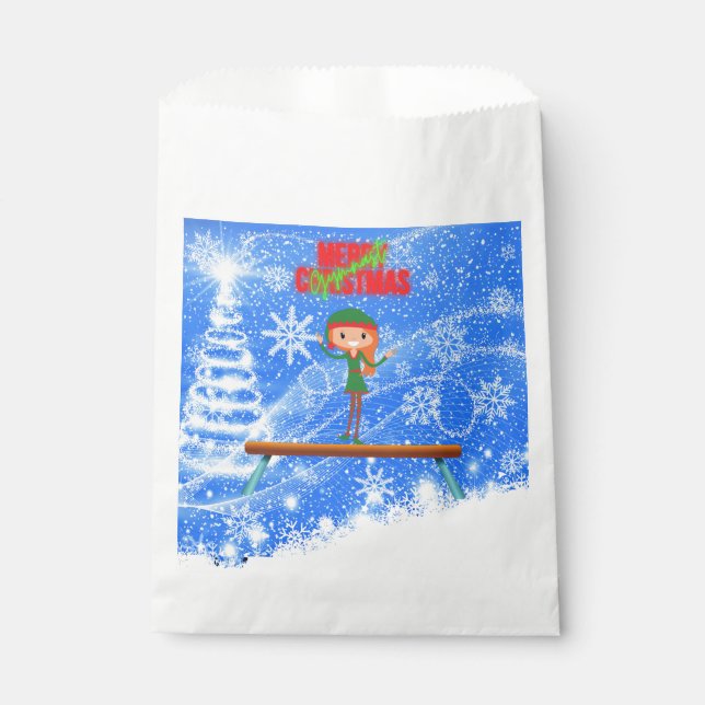 Frohe Weihnachtsgymnast Elf Geschenktütchen (Vorderseite)