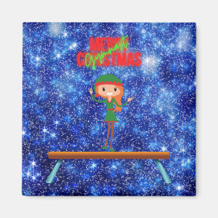 Frohe Weihnachtsgymnast Elf Magnet