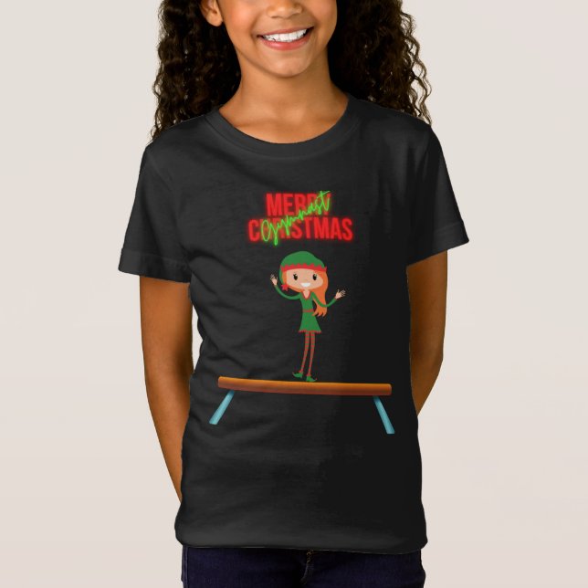 Frohe Weihnachtsgymnast Elf T-Shirt (Vorderseite)