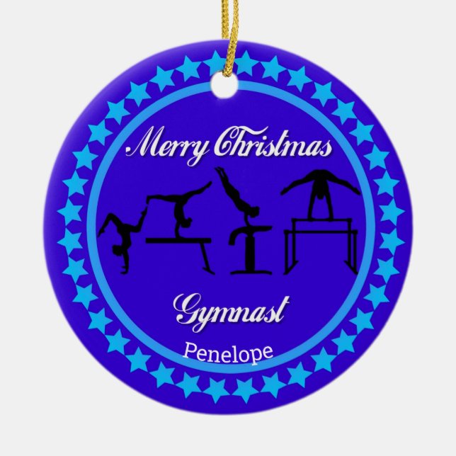 Frohe Weihnachtsgymnast Keramik Ornament (Vorne)
