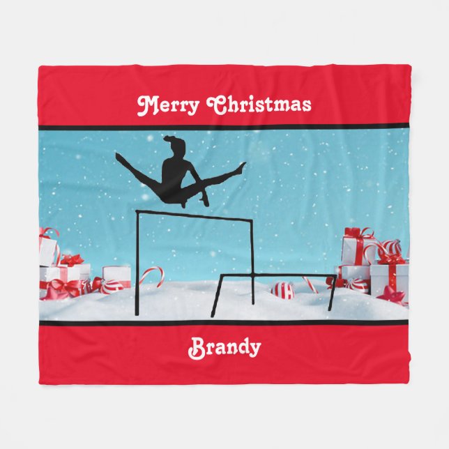 Frohe Weihnachtsgymnastik Fleece Blanket (Vorderseite (Horizontal))