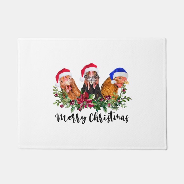 Frohe Weihnachtshähnchen Fußmatte (Vorderseite)