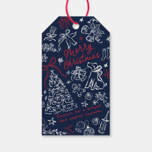 Frohe Weihnachtshand Zeichn Doodle Geschenkanhänger
