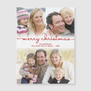 Frohe Weihnachtshandbriefe Frosty Foto Collage Magnetkarte