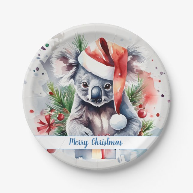 Frohe WeihnachtsHat Festive Koala - Pappteller (Vorderseite)