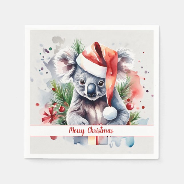 Frohe WeihnachtsHat Festive Koala - Serviette (Vorderseite)