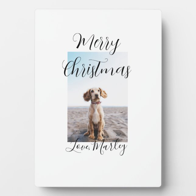 Frohe Weihnachtshunde Katze Foto Weihnachtsgeschen Fotoplatte (Vorderseite)