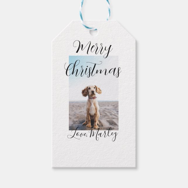 Frohe Weihnachtshunde Katze Foto Weihnachtsgeschen Geschenkanhänger (Vorderseite)