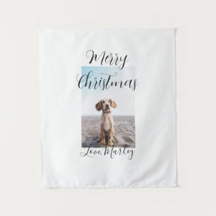 Frohe Weihnachtshunde Katze Foto Weihnachtsgeschen Wandteppich