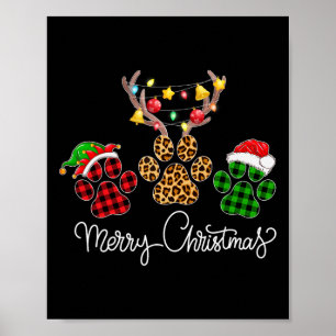 Frohe Weihnachtshunde Paws Lights Buffalo Kariert Poster