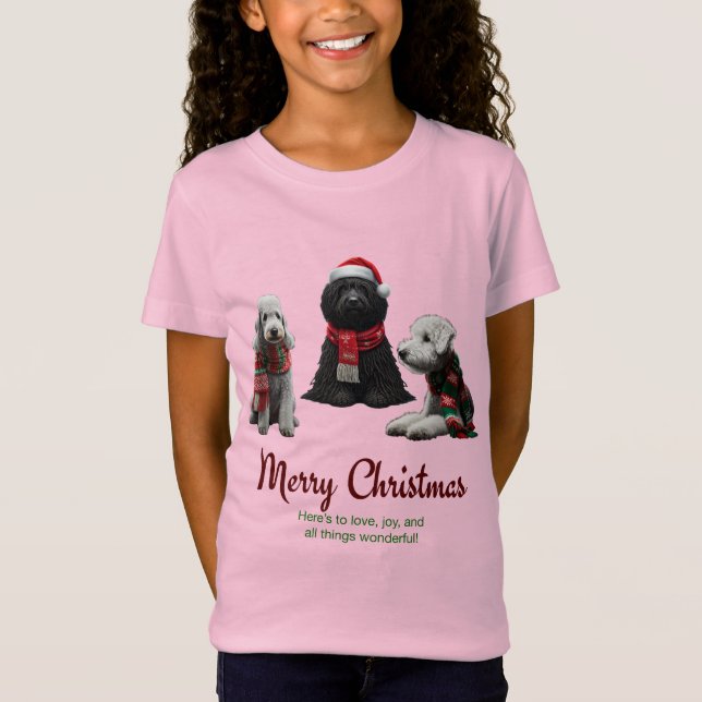 Frohe Weihnachtshunde T-Shirt (Vorderseite)