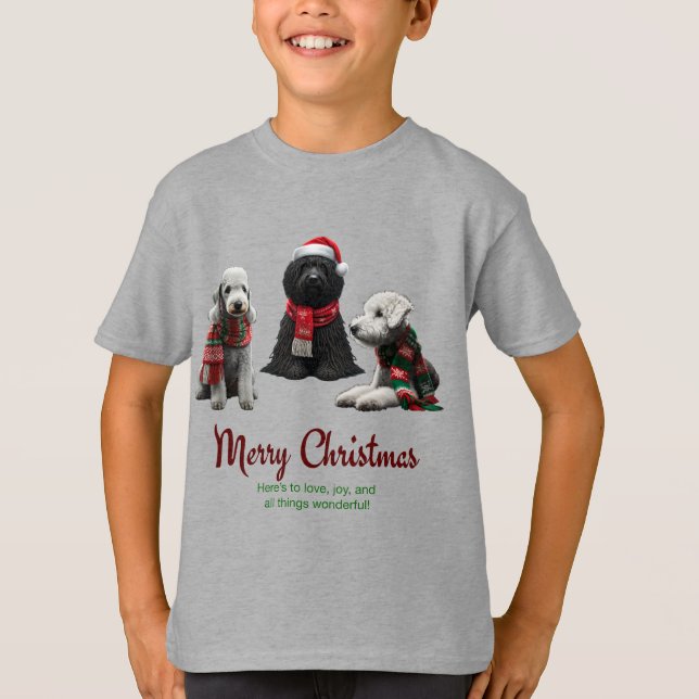 Frohe Weihnachtshunde T-Shirt (Vorderseite)