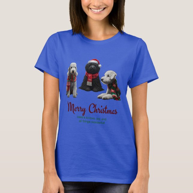 Frohe Weihnachtshunde T-Shirt (Vorderseite)