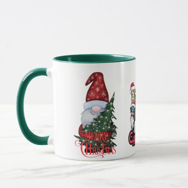 "Frohe Weihnachtshunde und Elf-Tasse" Tasse (Links)