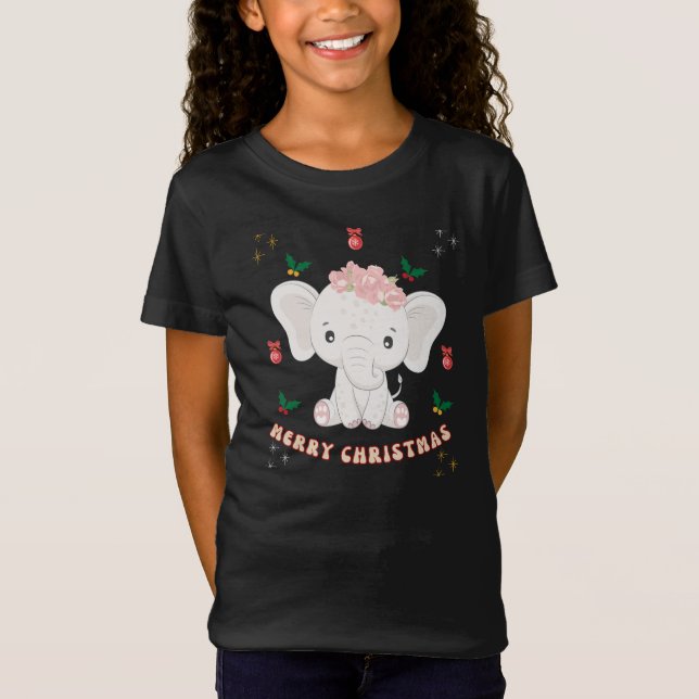 Frohe Weihnachtsjunge Elephant T-Shirt (Vorderseite)