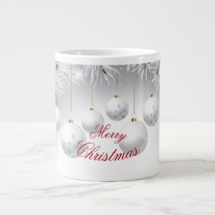 Frohe Weihnachtskaffee-Tasse mit grauen Kugeln Jumbo-Tasse