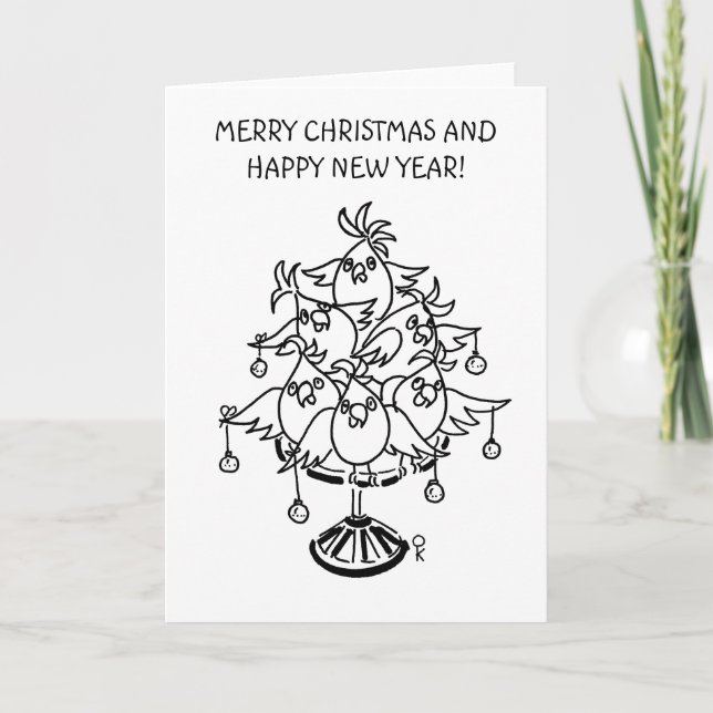 Frohe Weihnachtskakados Feiertagskarte (Vorderseite)