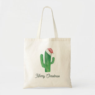 Frohe Weihnachtskaktus mit Weihnachtsmannmütze   F Tragetasche