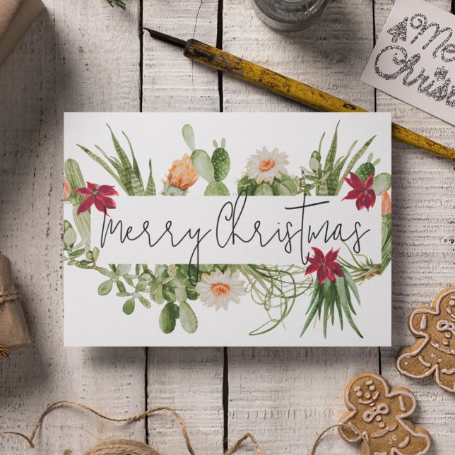 Frohe Weihnachtskaktus Sukkulent Südwesten Feiertagskarte (Von Creator hochgeladen)