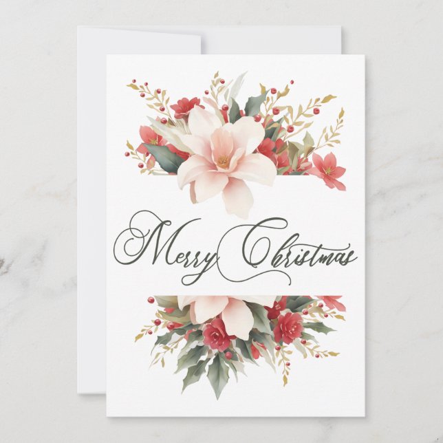 Frohe Weihnachtskalligrafie Aquarellfarben Feiertagskarte (Vorderseite)