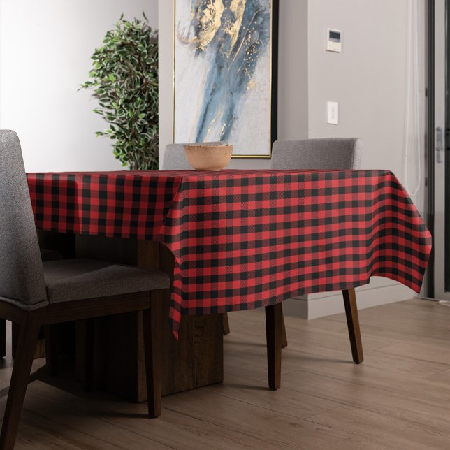 Frohe Weihnachtskalligrafie Buffalo Karo Pattern Tischdecke (Buffalo check rustic red and black pattern table cloth)