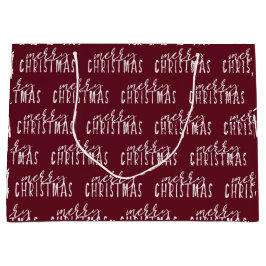 Frohe Weihnachtskalligrafie Red White Festive Chic Große Geschenktüte