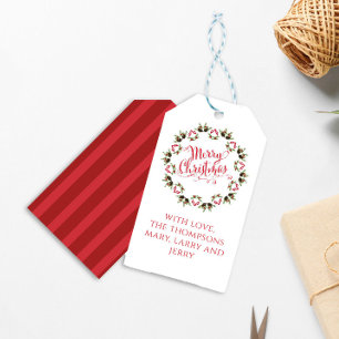 Frohe Weihnachtskalligrafie Script Moderner Kranz Geschenkanhänger