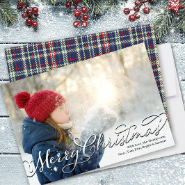 Frohe Weihnachtskalligrafie Script Navy Blue Karie Feiertagskarte